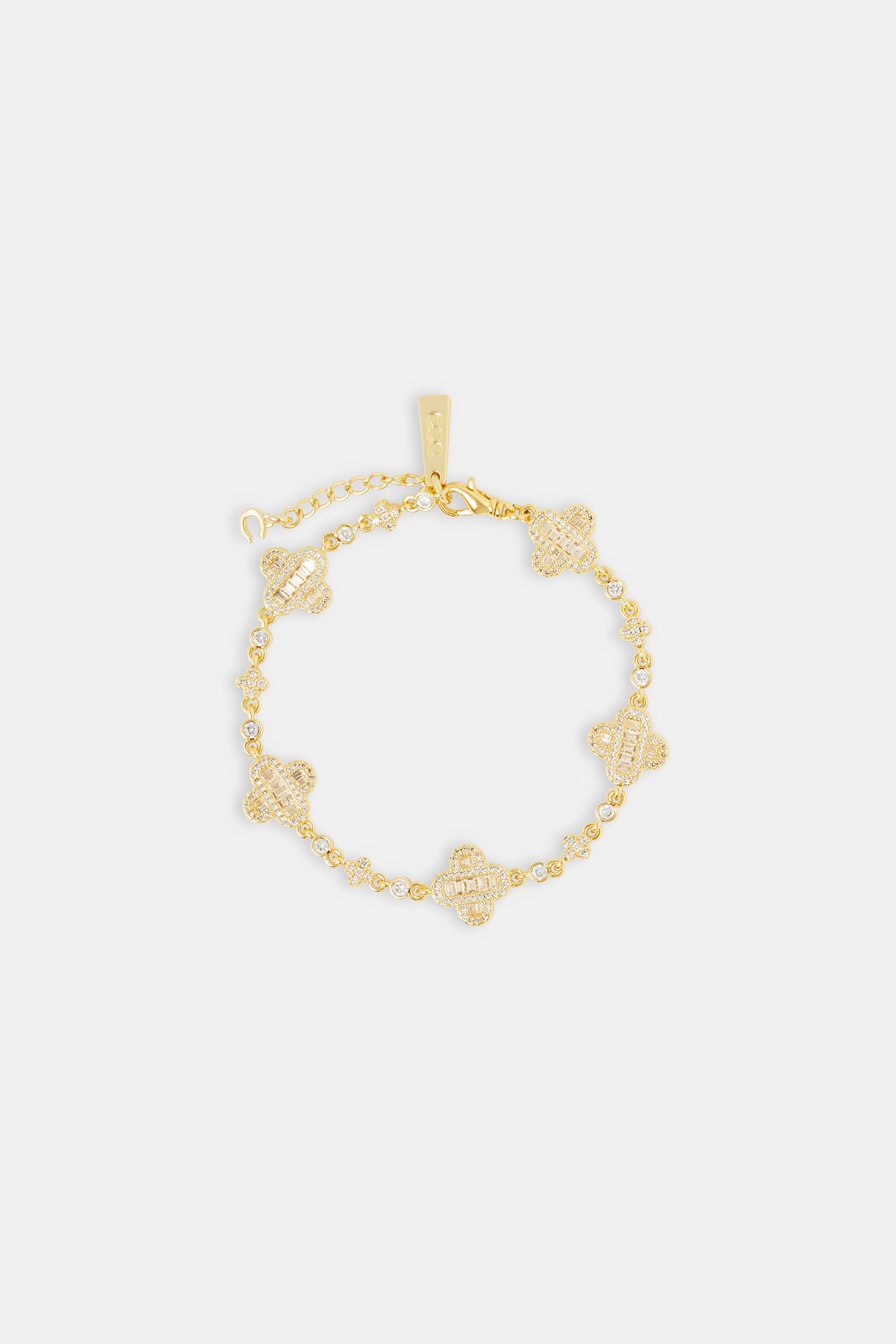 Damenarmband mit Iced Baguette-Motiv – 10 mm – Gold